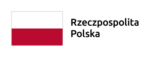 Znak barw Rzeczpospolitej Polskiej składający się z sygnetu (flaga Polski) oraz logotypu występującego po prawej stronie sygnetu (napis Rzeczpospolita Polska)