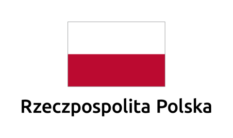 Znak barw Rzeczpospolitej Polskiej składający się z sygnetu (flaga Polski) oraz logotypu występującego pod sygnetem (napis Rzeczpospolita Polska)