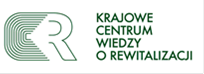 Logo oraz napis Krajowego Centrum Wiedzy o Rewitalizacji