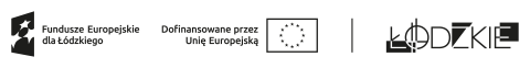 zestawienie znaków unijnych dla województwa łódzkiego skaładające się ze znaku Fundusze Europejskie, znaku Unii Europejskiej, pionowej kreski oraz znaku dla Województwa Łódzkiego. Wersja achromatyczna pozioma